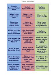 English Worksheet: Cinema Boardgame Cards