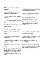 English Worksheet: 20 Questions to Spark Conversation