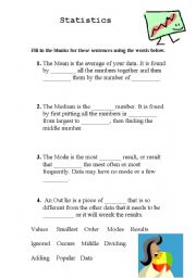 English worksheet: Mean Medium  and Mode