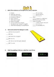 English Worksheet: Quizz Unit 0 ESL