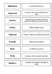 English worksheet: adjectives match up
