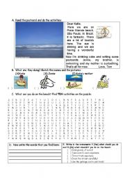 English worksheet: Holiday on the beach