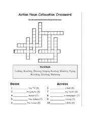 English worksheet: Collocations Crossword