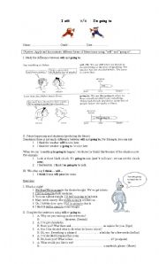 English Worksheet: Will v/s Going To