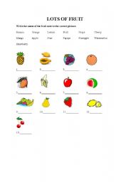 English worksheet: Fruit