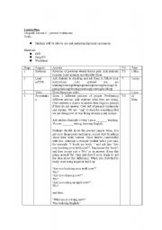 English worksheet: Lesson Plan -present continuous