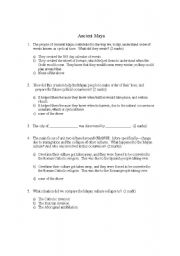 English Worksheet: Ancient Maya quiz