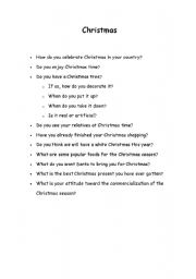 English worksheet: Christmas Conversation Lesson