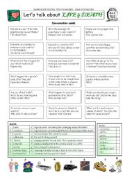 English Worksheet: Lets talk about LIFE and DEATH