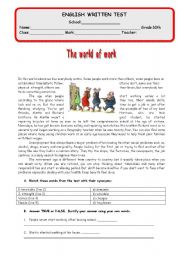 English Worksheet: Test - M8 - The world of work