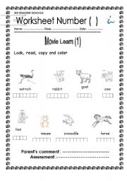 English worksheet: animals