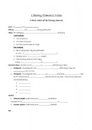 English worksheet: Literary Elements Notes