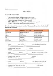 English Worksheet: when / while