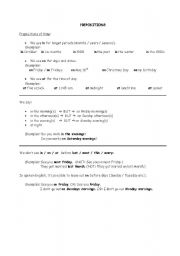 English Worksheet: Prepositions of time