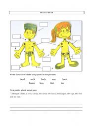 English worksheet: body parts