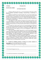 English Worksheet: An erasmus experience