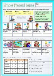 English Worksheet: Simple Present Tense (Review)