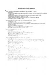English Worksheet: Romeo and Juliet quotation guide