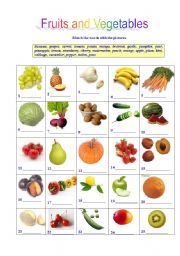 Fruits and vegetables