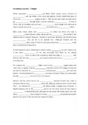 English Worksheet: Twilight- vocabulary exercise