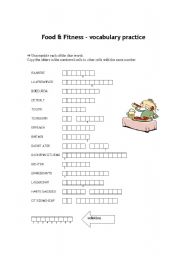 English worksheet: wordsearch - food and fitness