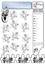 English Worksheet: Colour Fairies (colours&shapes revision)