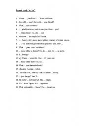 English worksheet: Present Simple verb to be