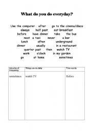 English worksheet: everyday