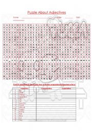 English Worksheet: Puzzle about adjectives