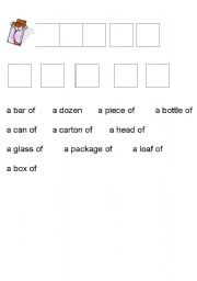 English Worksheet: Uncountable food memory game