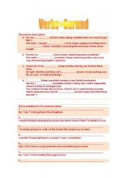 English worksheet: Verbs+Gerund (concerning the verbs consider, mind, avoid and keep)