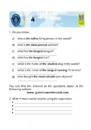 English Worksheet: World Record Guinness