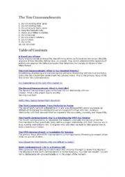 English Worksheet: ten commaments