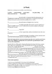 English worksheet: At Work