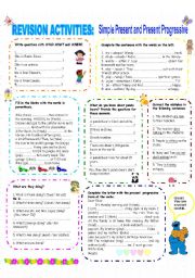 English Worksheet: END OF THE SCHOOL YEAR- REVISION ACTIVITES HANDOUT