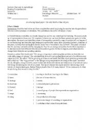 English Worksheet: Testing Reading