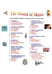 English Worksheet: the sound of music: Music quiz