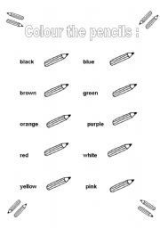 English Worksheet: Colour the pencil