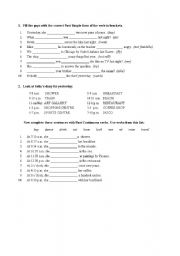 English worksheet: simple past or past continuous