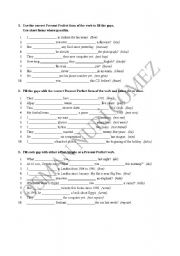 English worksheet: simple past - past perfect