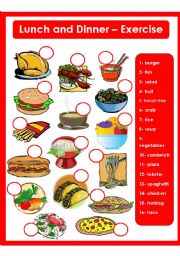 English Worksheet: Lunch and Dinner - Exercise