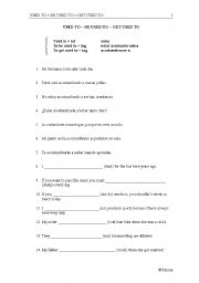 English Worksheet: USED TO  BE USED TO  GET USED TO