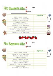 English Worksheet: Find someone who...