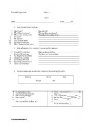 English Worksheet: Present Progressive QUIZ