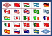 English Worksheet: Countries and Nationalities Boardgame