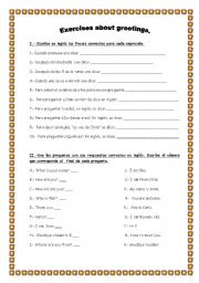 English Worksheet: greetings