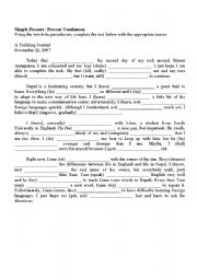 English worksheet: Using of simple present and present continuous