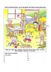 English Worksheet: WHAT ARE THEY DOING????