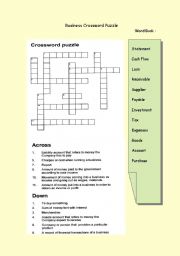 English Worksheet: Business Crossword Puzzle