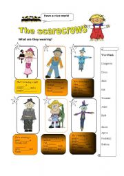 English Worksheet: Scarecrows_what are they wearing
